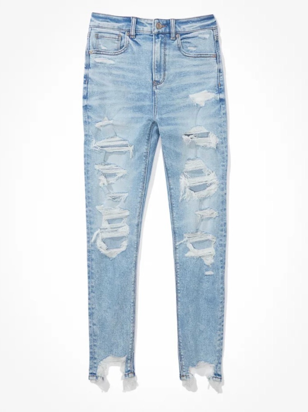 American Eagle Outfitters Light Blue Distressed Ripped Skinny Jeans